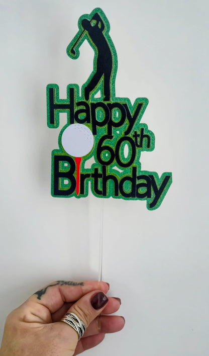 Personalised Golf Birthday Cake Topper | Custom Age Topper