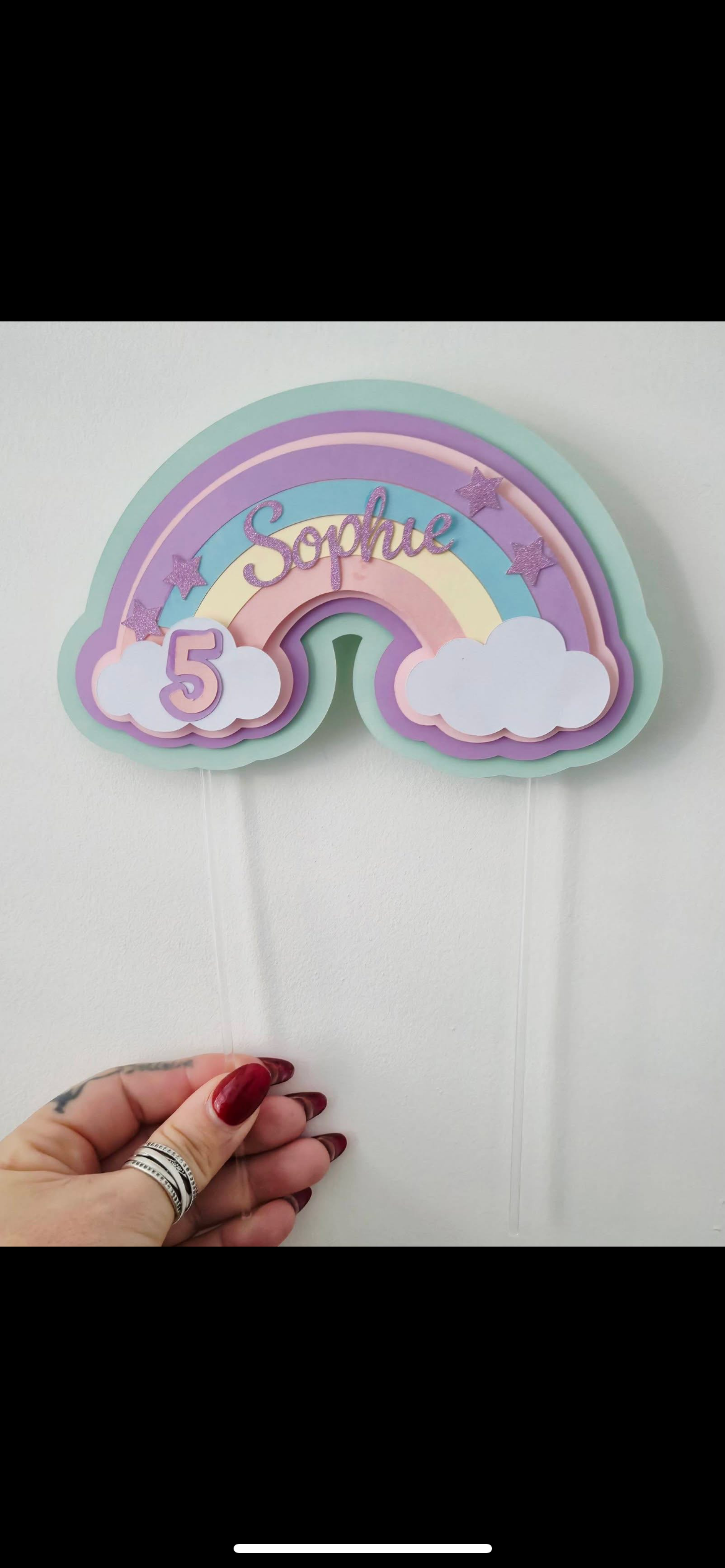 Personalised Pastel Rainbow Cake Topper | Name & Age