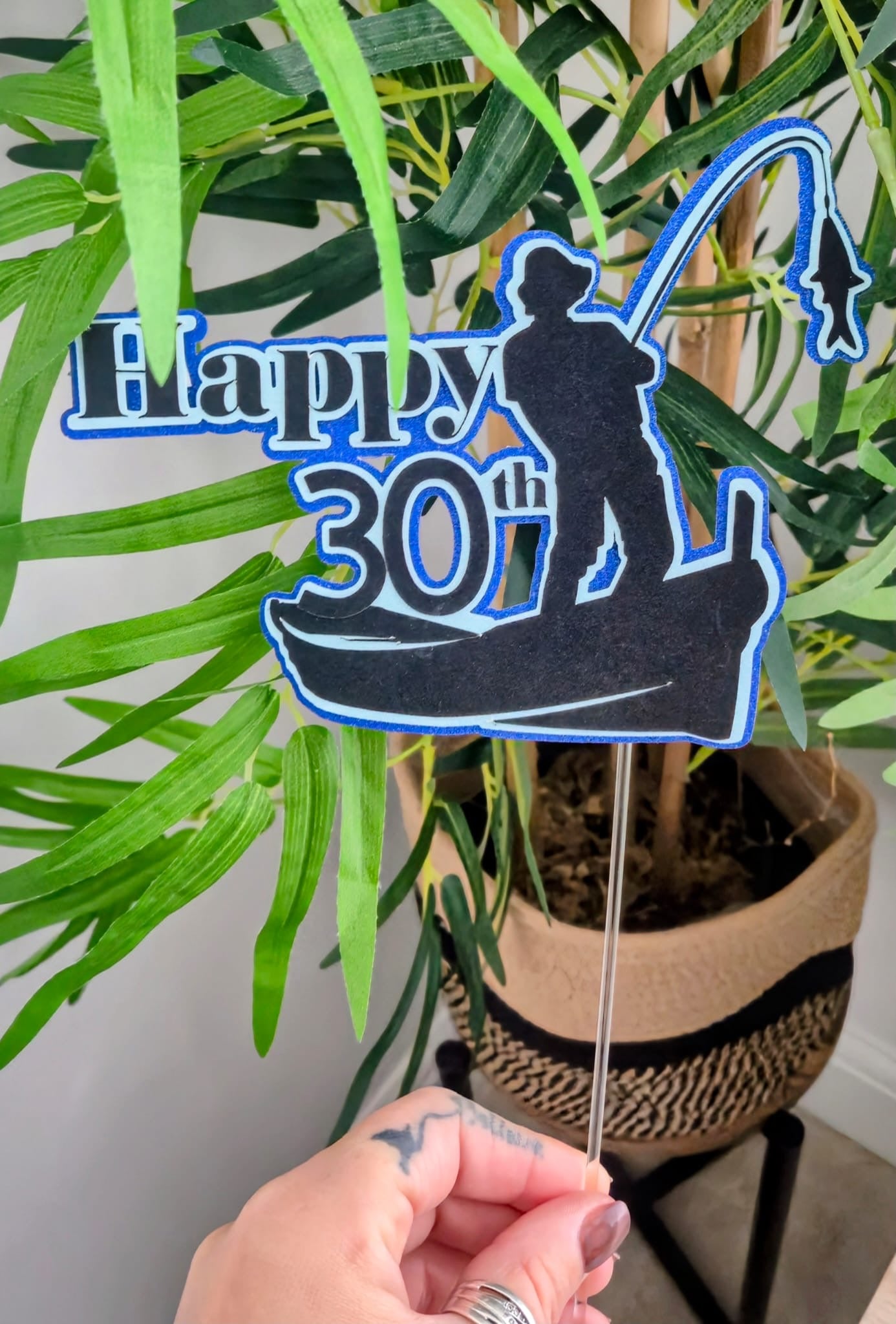 Personalised Fishing Birthday Cake Topper | Custom Age