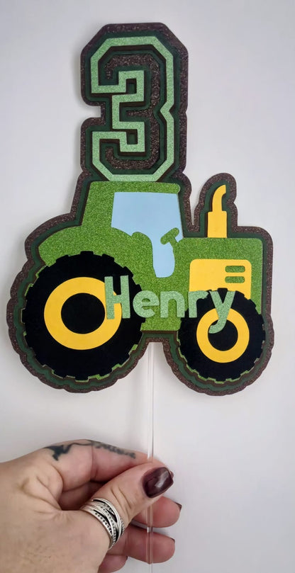 Personalised Tractor Birthday Cake Topper | Name & Age
