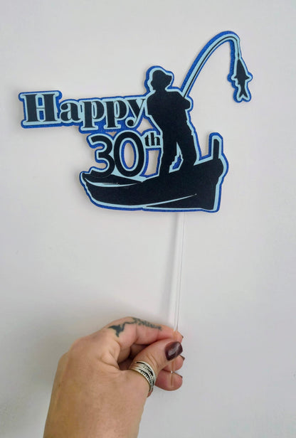 Personalised Fishing Birthday Cake Topper | Custom Age