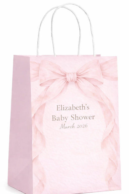 Personalised Pink Baby Shower Party Bags | Adventure Awaits