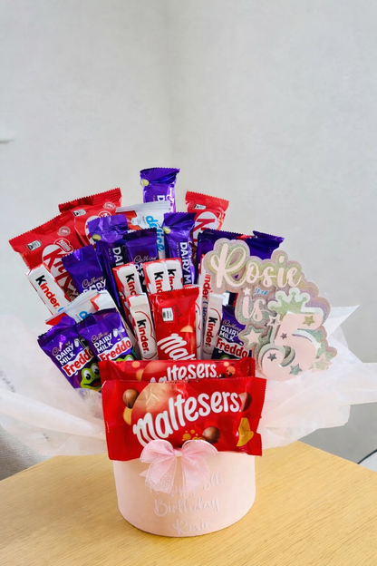 Personalised Chocolate Hat Box Bouquet | Birthday Chocolate Gift