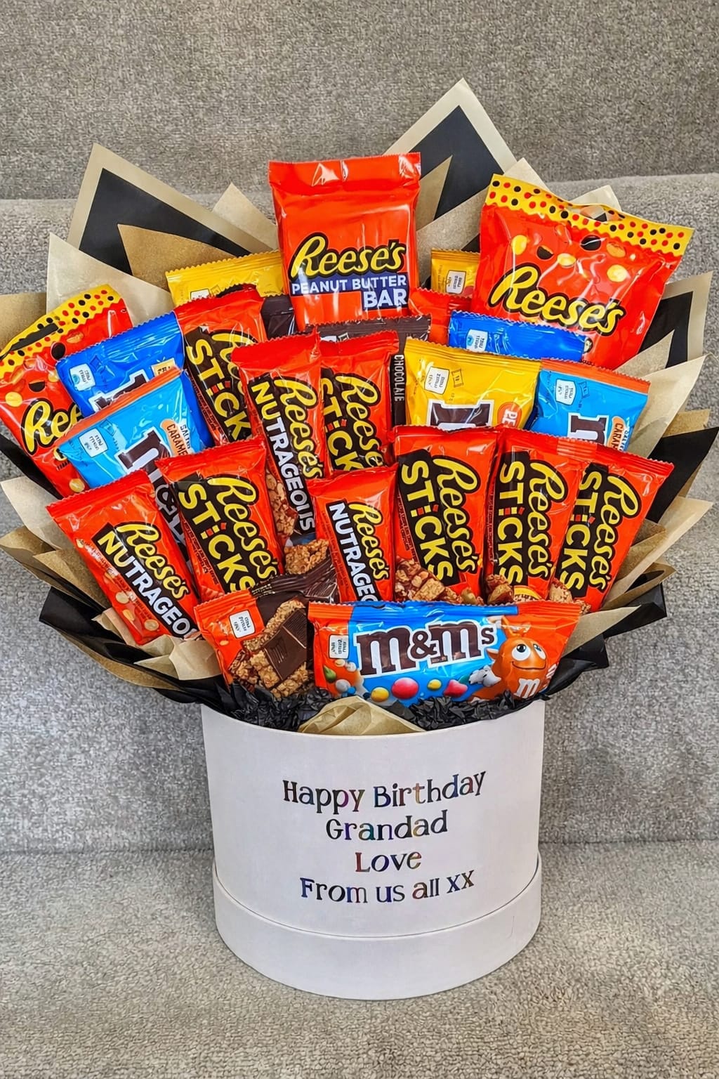 Personalised M&Ms and Reese's Hat Box | Sweet Gift UK