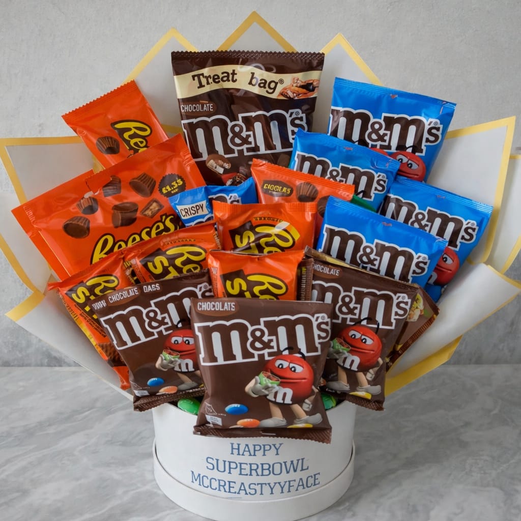 Personalised M&Ms and Reese's Hat Box | Sweet Gift UK