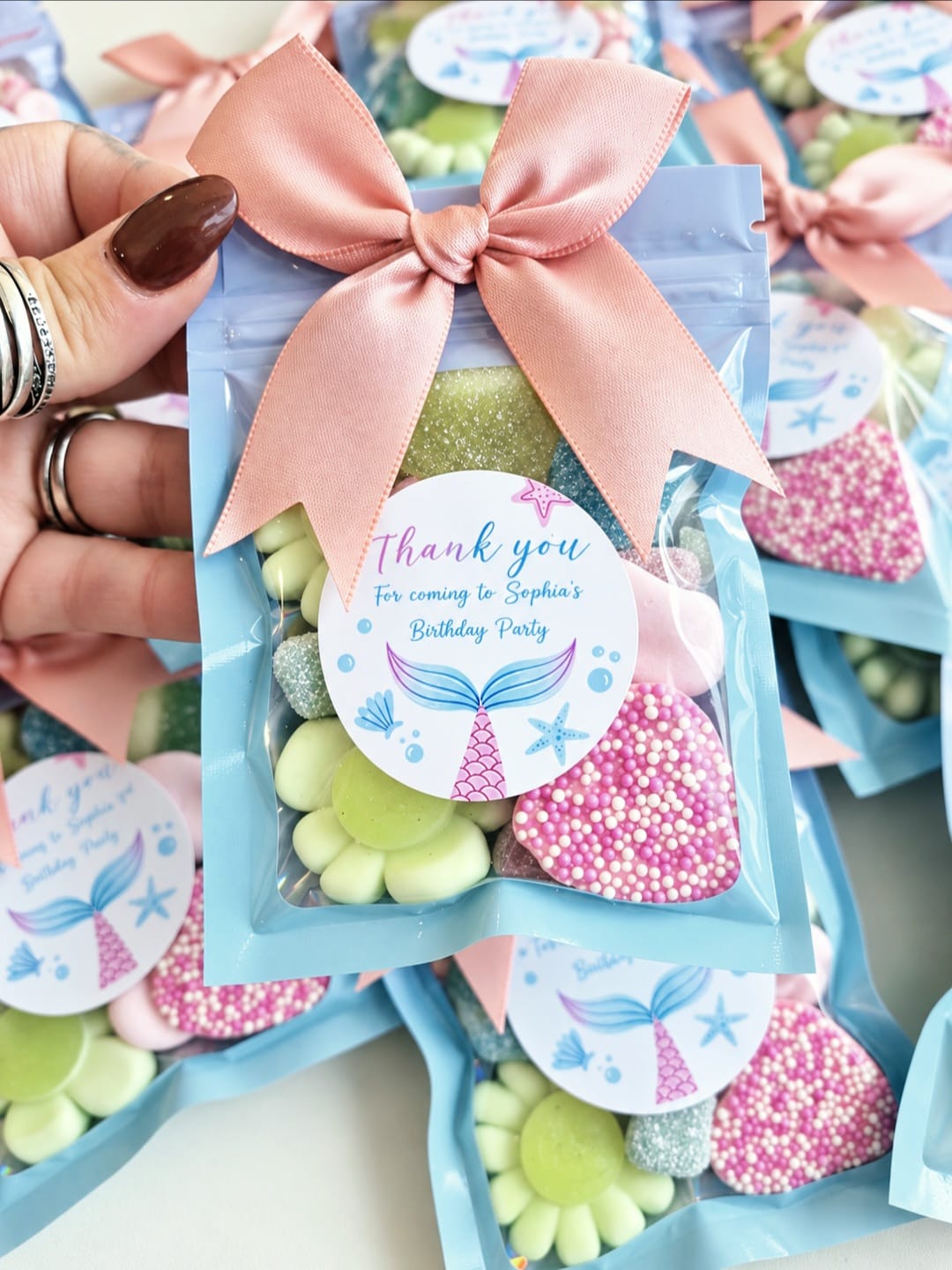 Personalised Mermaid Party Sweet Bags | Birthday Favours