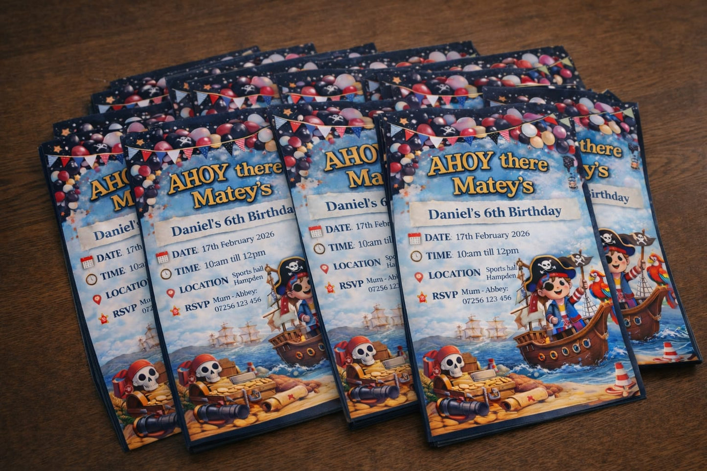 Personalised Pirate Birthday Party Invitations X10 | Ahoy There Mateys