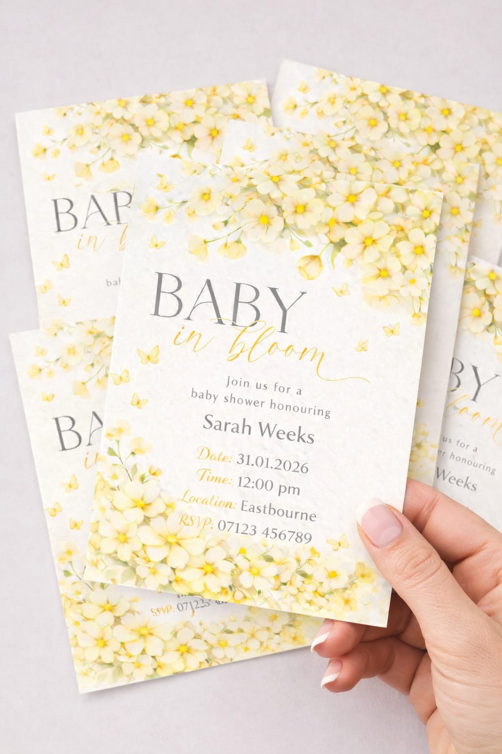 Yellow Baby Shower Invitations (Pack of 10) | Adventure Awaits & Baby in Bloom