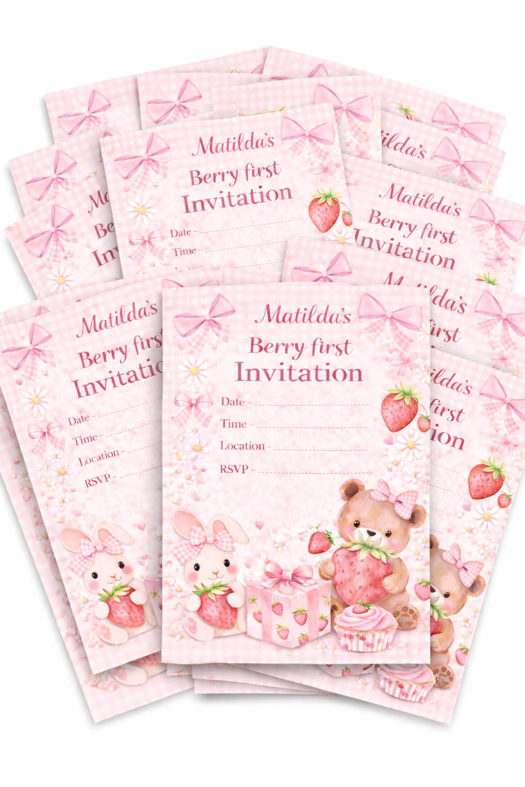 Berry First Birthday Party Invitations X10