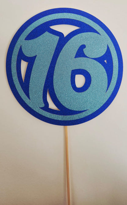 Blue Age 16 Large Cake Topper.