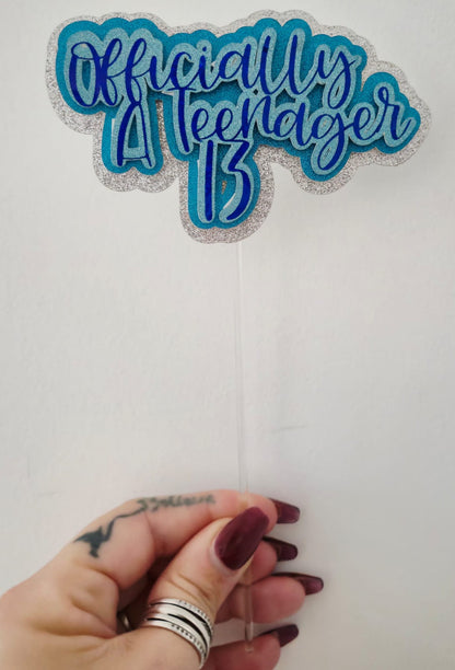 Blue Officially a Teenager Cake Topper | 13th Birthday Decoration