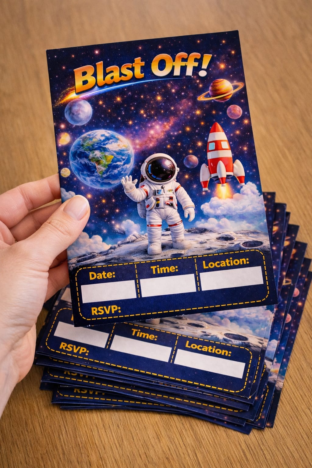Space Themed Party Invitations X10