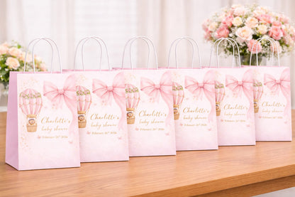 Personalised Pink Baby Shower Party Bags | Adventure Awaits