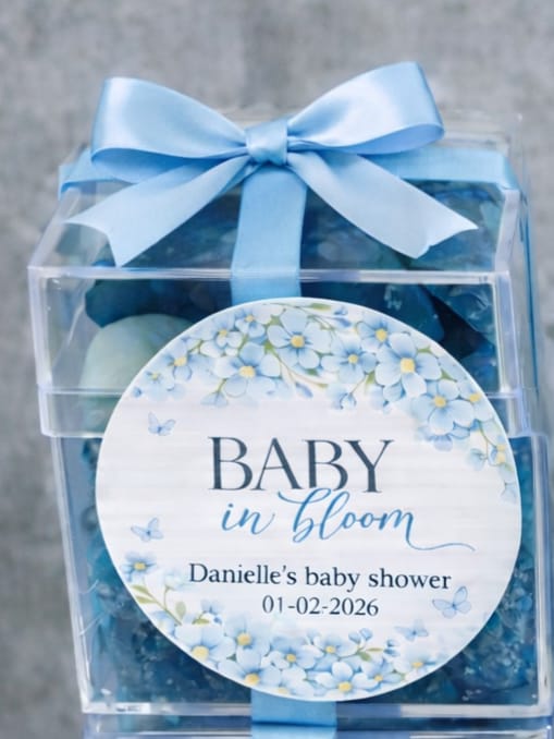 Personalised Blue Baby Shower Sweet Cubes | Baby Shower Favour Boxes