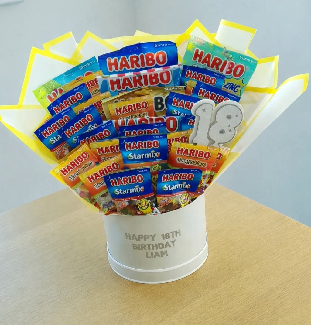 Personalised Haribo Hat Box Bouquet