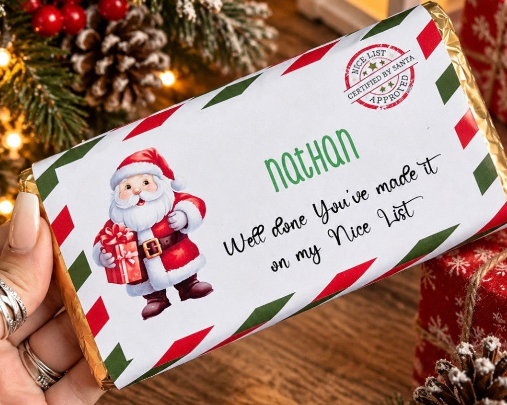 Personalised Santa's Good List Chocolate Bar