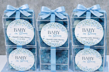 Personalised Blue Baby Shower Sweet Cubes | Baby Shower Favour Boxes
