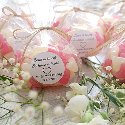 Personalized Wedding Sweet Favors: Sugar Almonds, Love Hearts