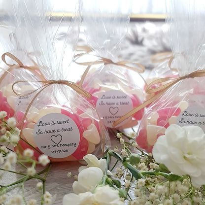 Personalized Wedding Sweet Favors: Sugar Almonds, Love Hearts