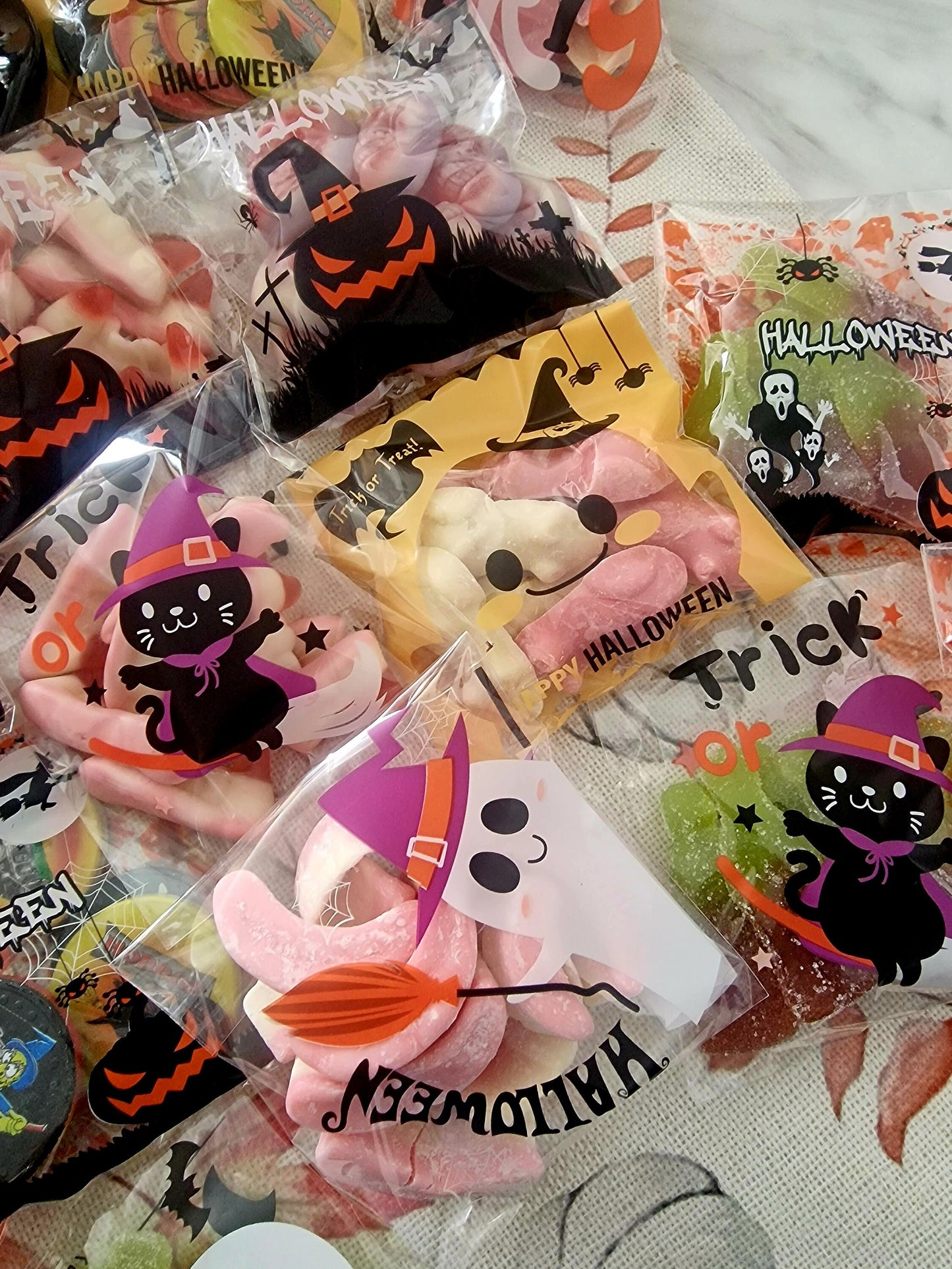Halloween Trick Or Treat Sweet Bags - halloween sweet bags- halloween treats - prefilled sweet bags