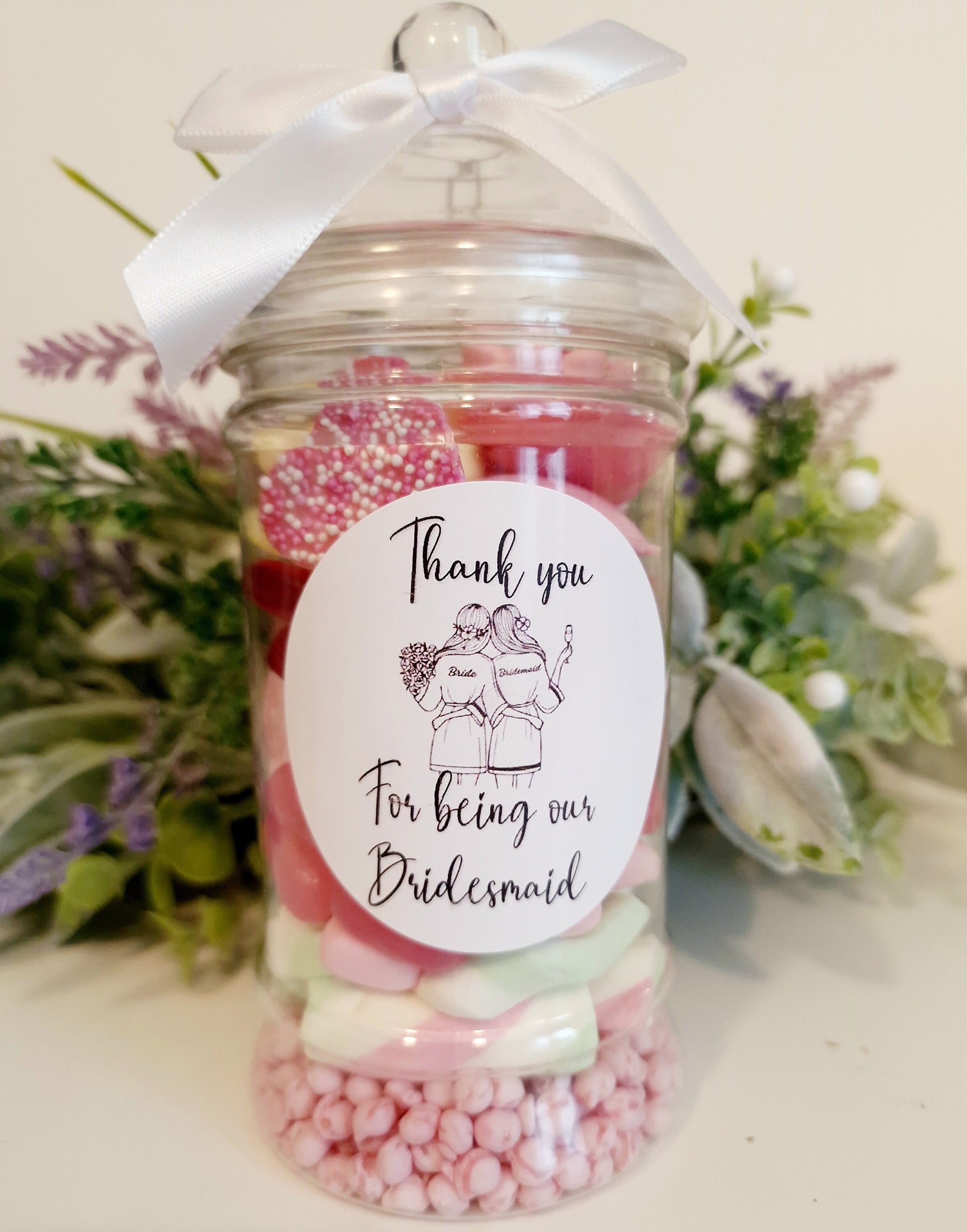 Bridesmaid Sweet Jar: Wedding Favor, Bridesmaid Proposal (500ml)