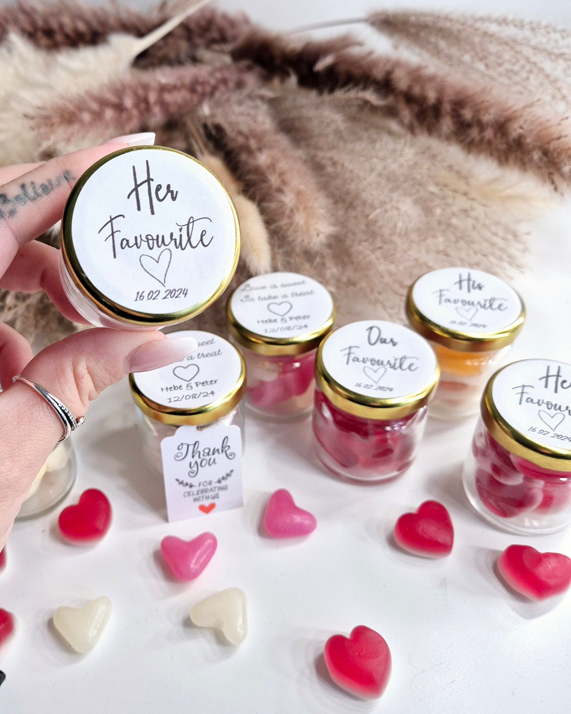 Personalised Love Heart Sweets Wedding Favours Just Arried Thank You