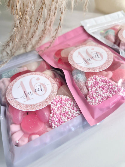 Party Favours | Birthdays | Girls Birthday Party | Sweet sixteen | prefilled sweet bags| personalised sweets