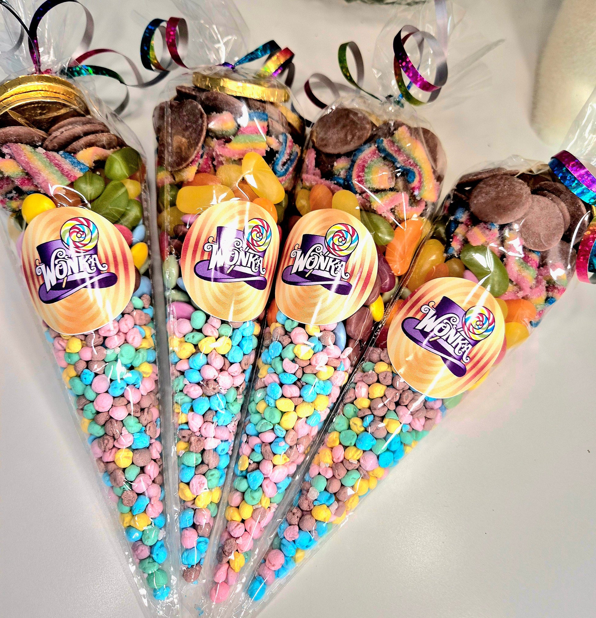 Wonka inspired party cones- Sweet cones- Party Cones - Wonka theme