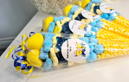 Minion-inspired sweet cones- Party favours - Birthday - Party cones- yellow/blue Theme- Minion-cones