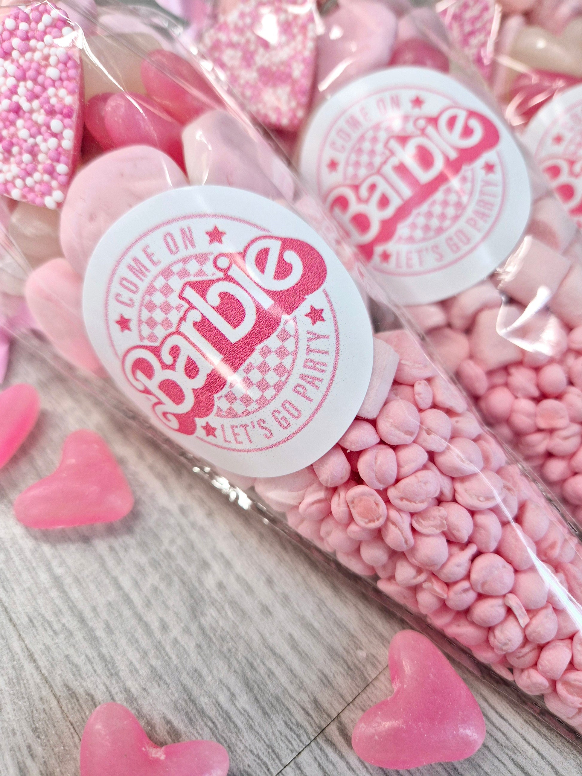 Lets go party inspired sweet cones- Party favours - Birthday - Party cones- Pink Theme- Barbie cones