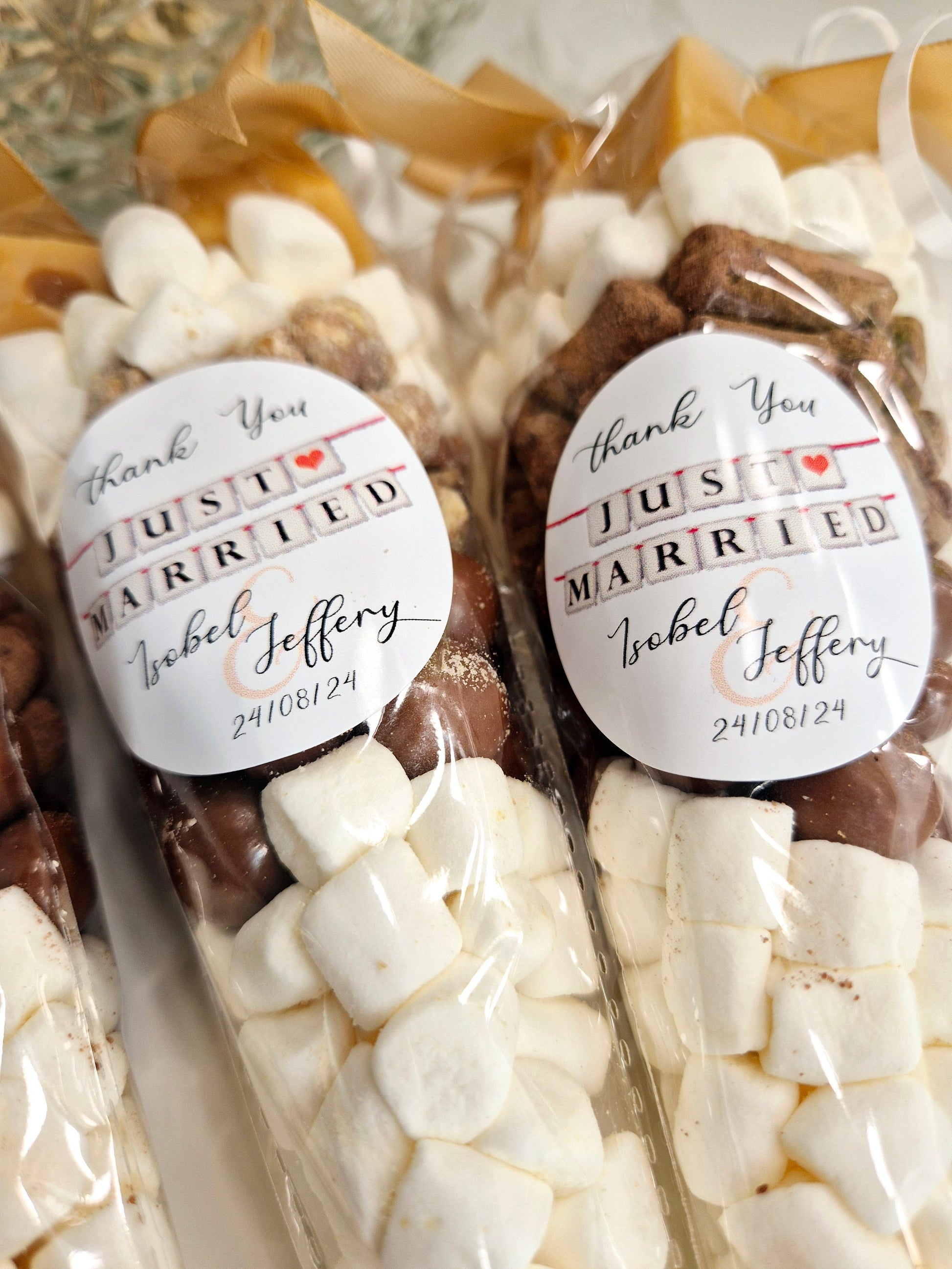 Personalized Wedding Sweet Cones: Marshmallow & Fudge Favors