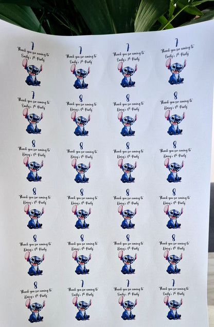 Stitch Stickers: Glossy Party Favor Labels (24 per sheet)