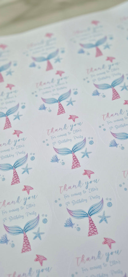 Mermaid Stickers: Glossy Party Favor Stickers (24 per sheet)