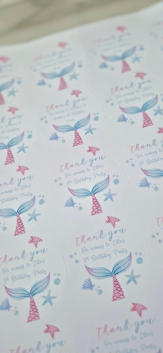 Mermaid Stickers: Glossy Party Favor Stickers (24 per sheet)