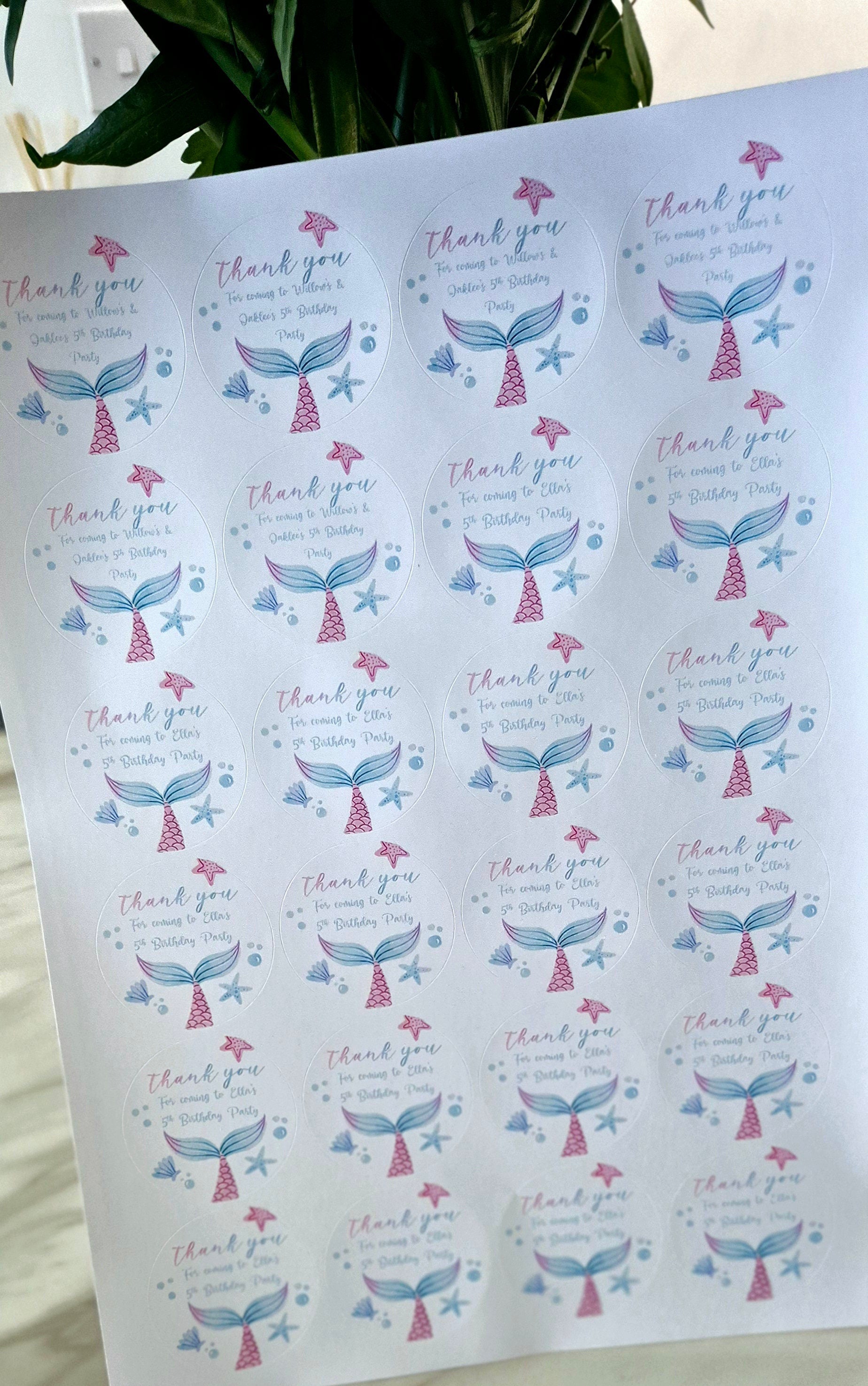 Mermaid Stickers: Glossy Party Favor Stickers (24 per sheet)