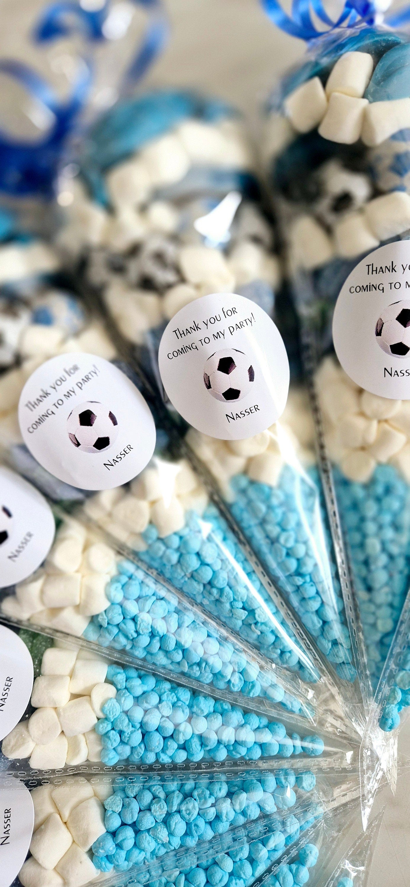 Personalized Football Party Sweet Cones: Gummy & Marshmallow Favors