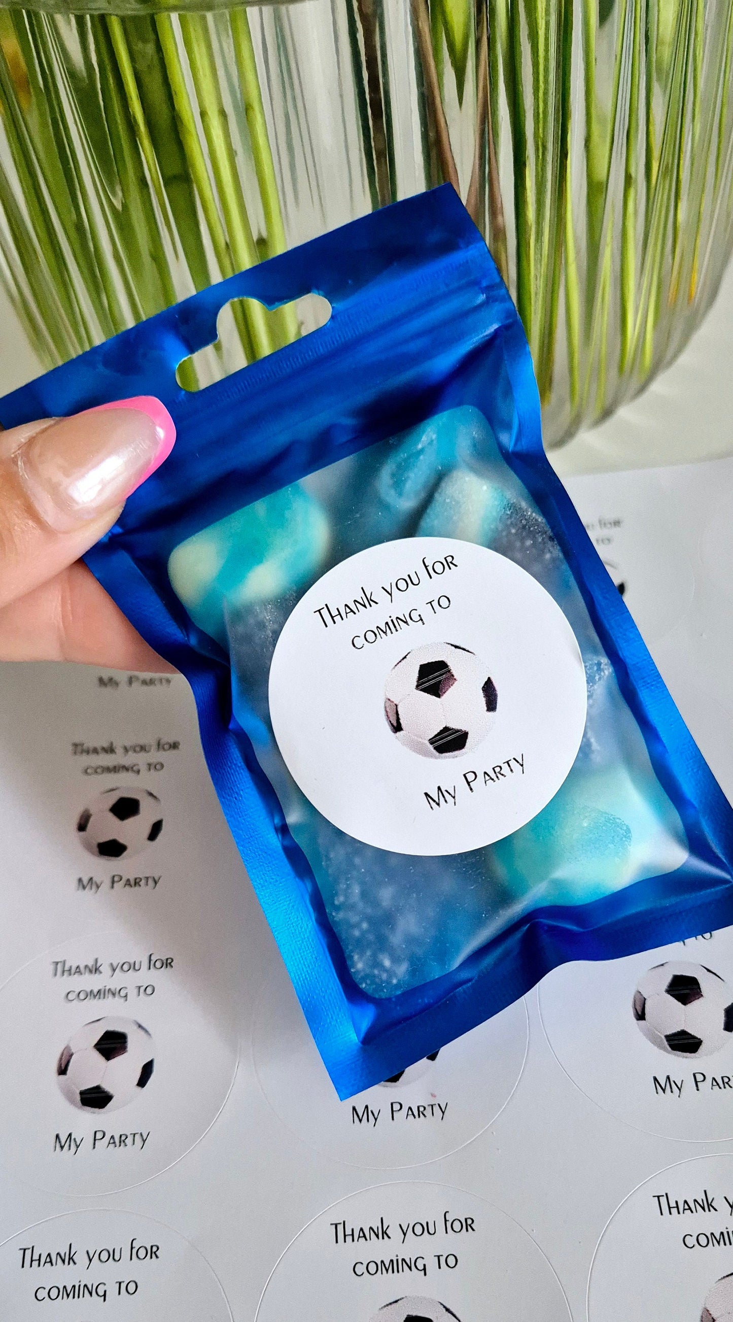 Football Party Favor Sweet Bags: Personalized Stickers