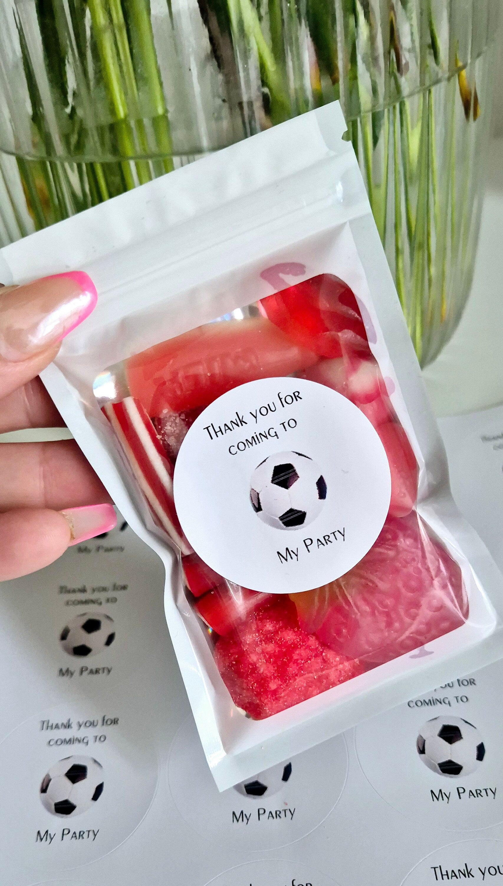 Football Party Favor Sweet Bags: Personalized Stickers