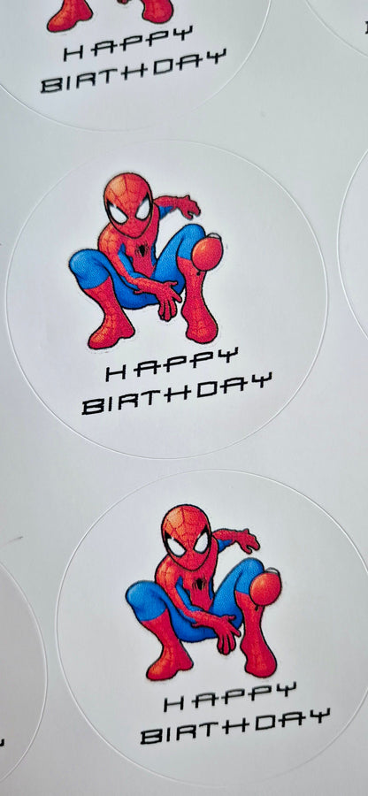 Spider-Man Birthday Stickers: Glossy Party Favor Labels (Set of 24)