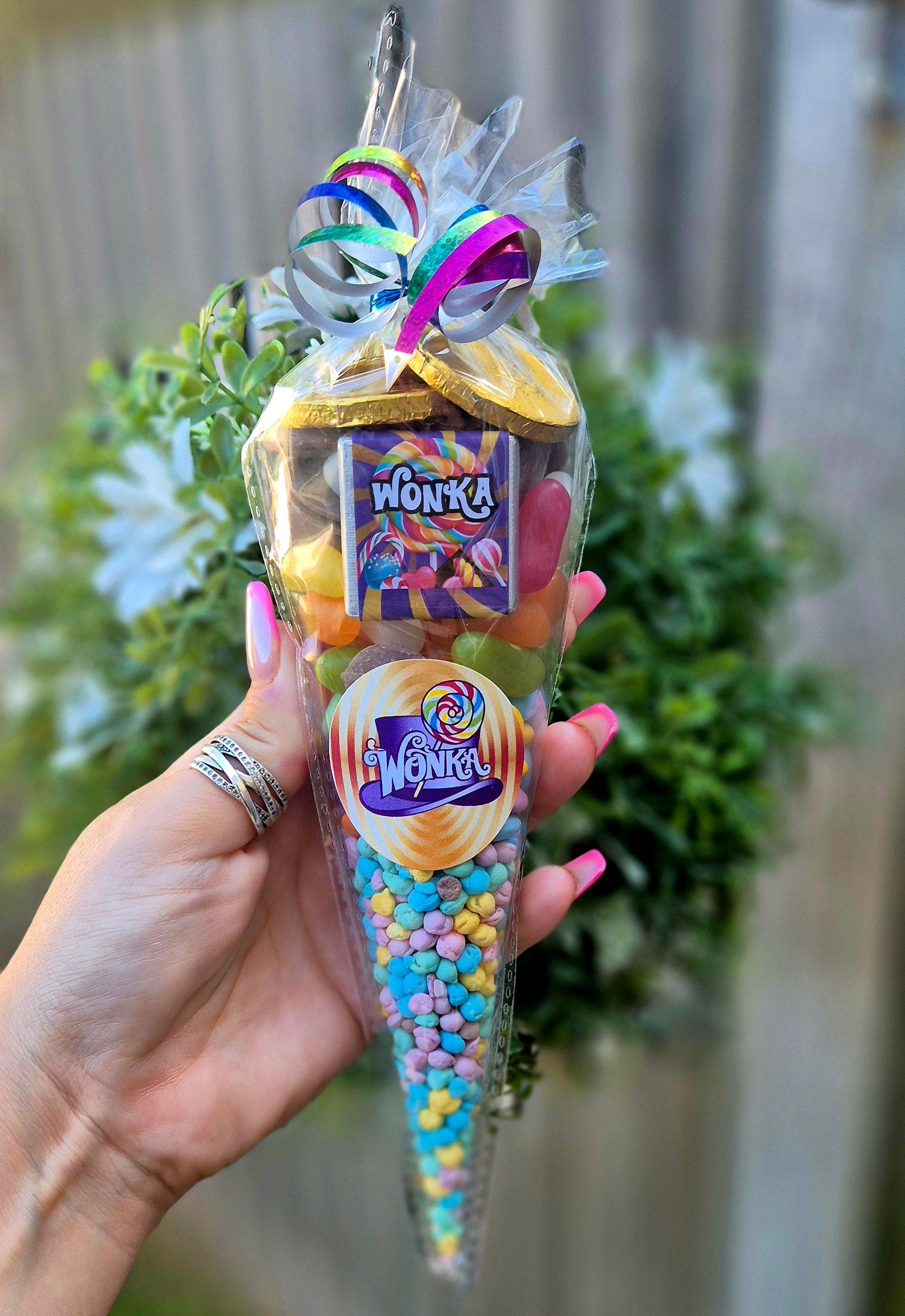Wonka inspired party cones- Sweet cones- Party Cones - Wonka theme