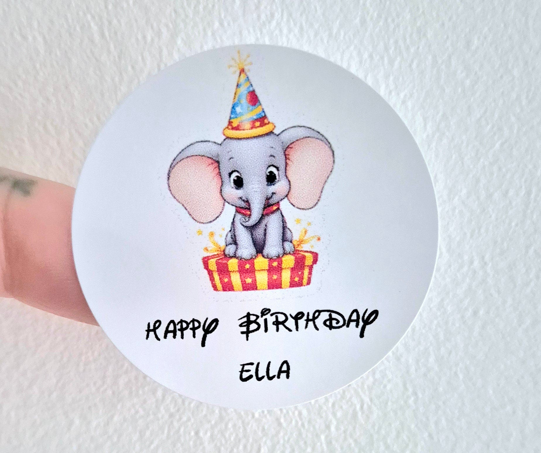 Elephant Birthday Stickers: Glossy Party Favor Labels (Sheet of 24)
