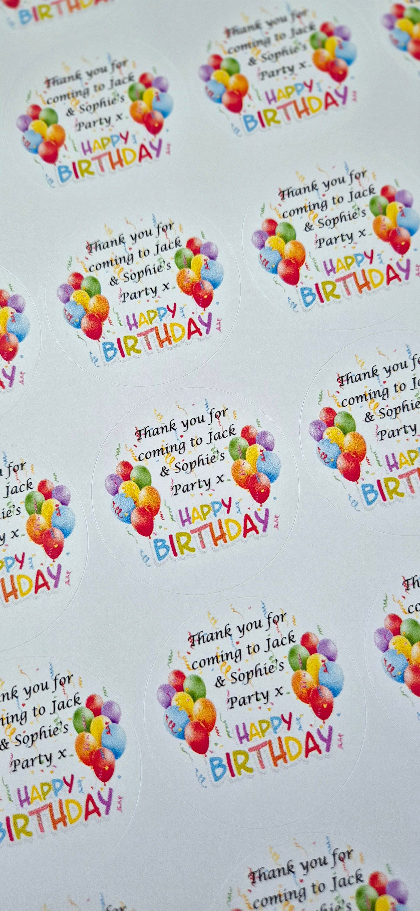 Happy Birthday Stickers: Glossy Party Favor Labels (45mm, Set of 24)