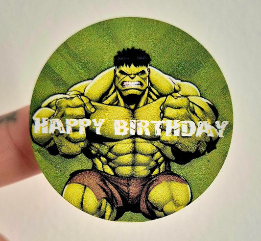 Hulk Birthday Stickers: Glossy Party Favor Labels (24 pc)