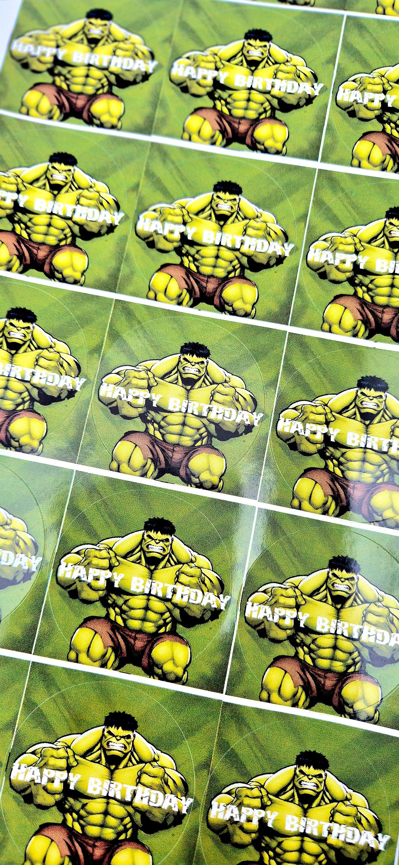 Hulk Birthday Stickers: Glossy Party Favor Labels (24 pc)