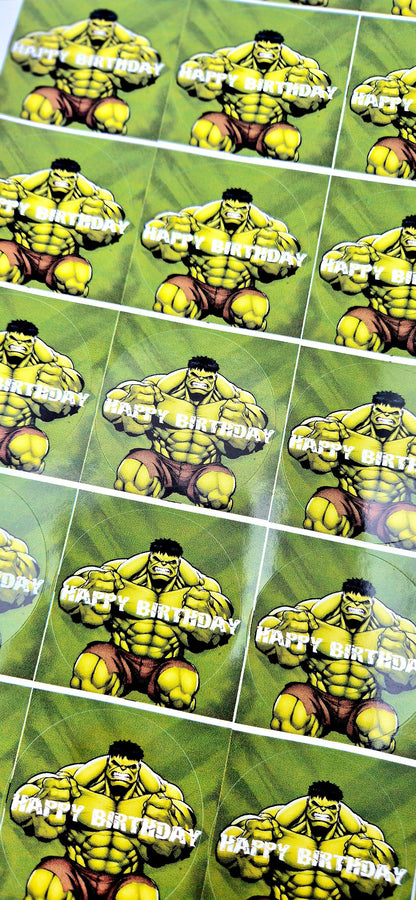 Hulk Birthday Stickers: Glossy Party Favor Labels (24 pc)