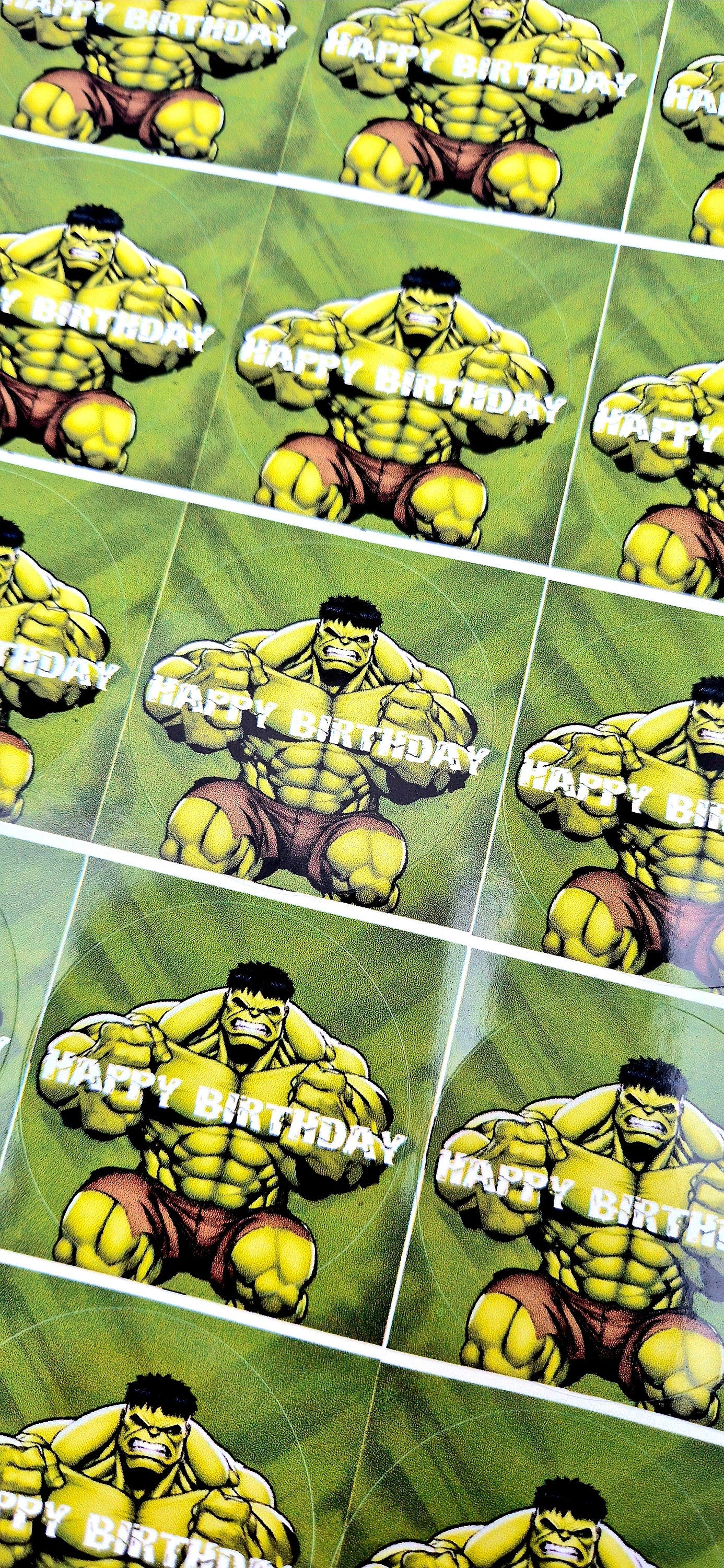 Hulk Birthday Stickers: Glossy Party Favor Labels (24 pc)