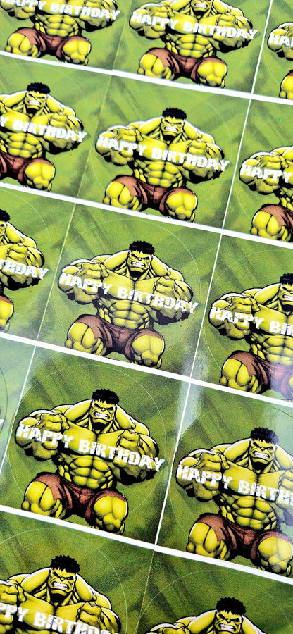 Hulk Birthday Stickers: Glossy Party Favor Labels (24 pc)