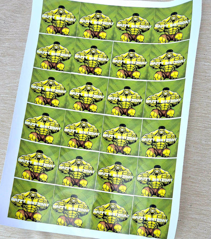 Hulk Birthday Stickers: Glossy Party Favor Labels (24 pc)