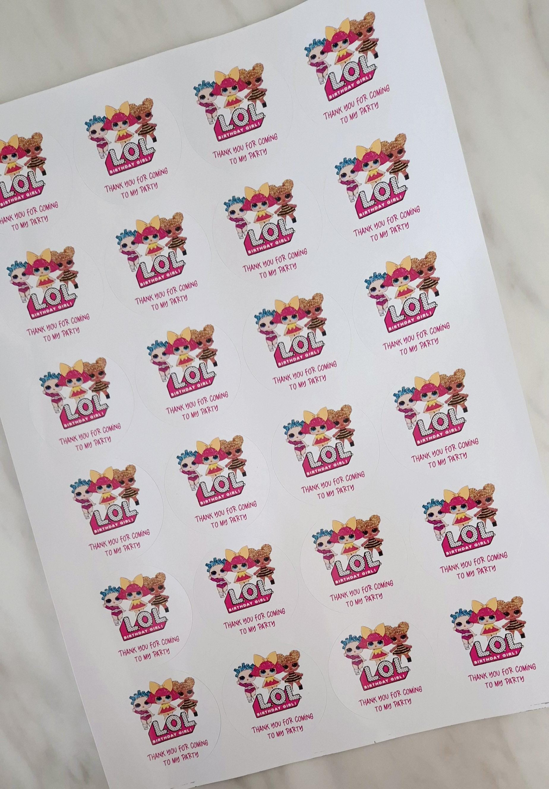Doll Inspired Stickers: Glossy Party Favor Labels (Set of 24)