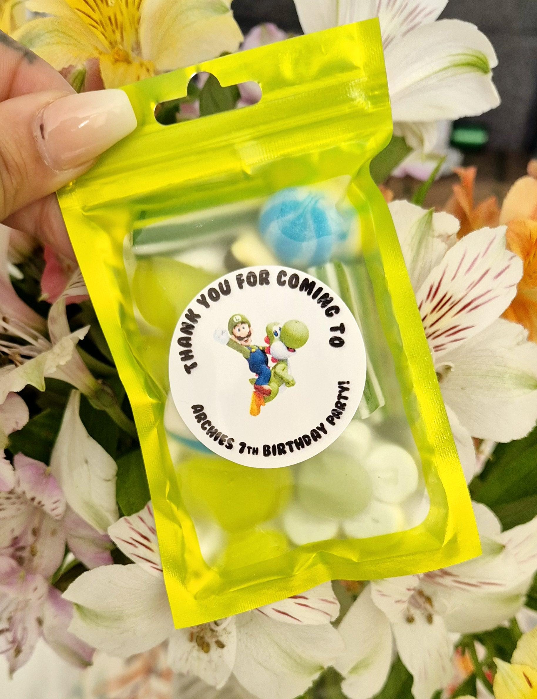 Luigi Birthday Party Favor Sweet Bags: Personalized Stickers